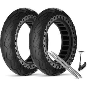 stio Solid Rubber Tire 10x2.5 inch for Segway Ninebot MAX G30 G30P G30LP/Hiboy S2 MAX, Dual Shock Absorption Honeycomb Explosion-Proof Front/Rear Tire 2PCS