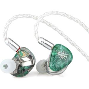 Linsoul Kiwi Ears Orchestra Lite Performance Custom 8BA in-Ear Monitor IEM with Detachable 4-core 7N Oxygen-Free Copper OFC Cable, Handcrafts Faceplate for Audiophile Studio Musician (Green)
