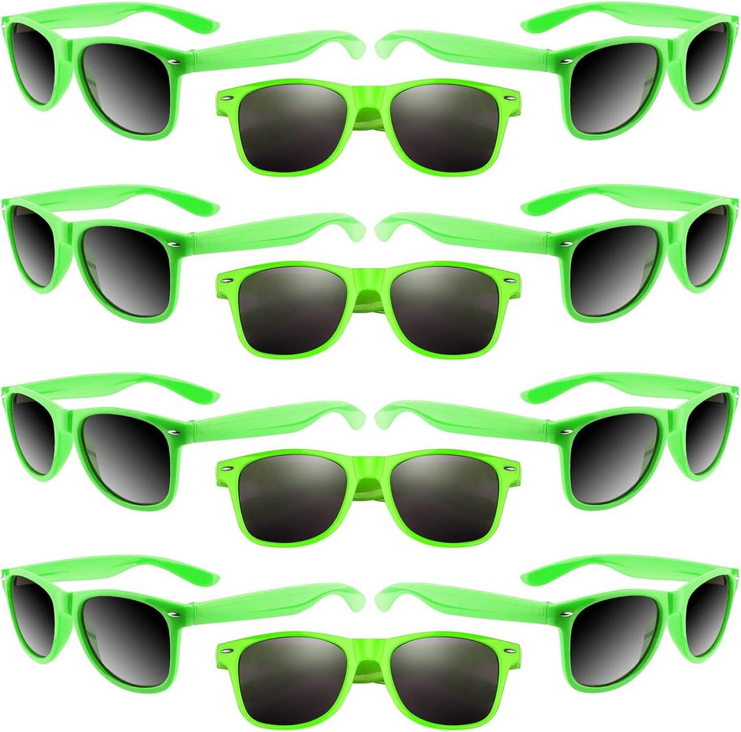 ASTARON 12 Pack Party Sunglasses Bulk Neon Party Favors for Beach Wedding Party Pool Party Supplies (Green)