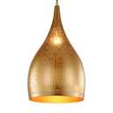 Vintage Chandelier, Turkish Lamp Moroccan Etching Pendant Light, Industrial Porous Arabic Ceiling Light Fixture Pendant Lighting for Kitchen Island Restaurant Hallway Foyer (Gold)