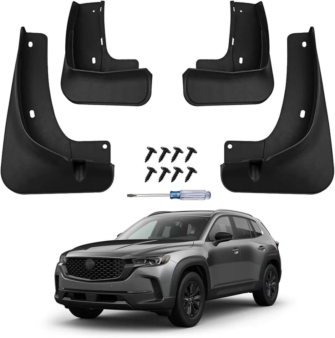 No Drill Mud Flaps for 2023-2026 Mazda CX50 CX-50 SUV, Heavy Duty Front & Rear All Weather Splash Guards Set for Select/Preferred/Premium/Meridian Edition Models, OEM Black Mud Guards, Not Fit Hybrid