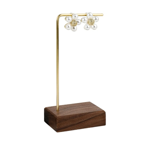 GemeShou Brass Earring Display Stands For Selling, Wooden Ear Ring Holders For Jewelry, Single Stud Holder jewelry Display, Height 5.31"