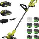 SEYVUM String Trimmer, 20V 12-inch Cordless Weed Wacker with Auto Line Feed, 2 X 2.0Ah Battery Powered Lawn Edger with 8 Pcs Grass Cutter Spool Line, Fast Charger Included, Lemon Green