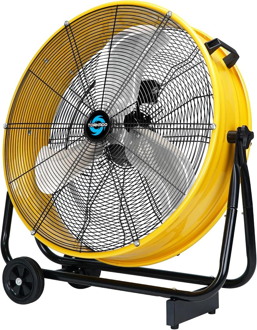 Tornado 24" Metal Drum Fan - High Velocity, 7700 CFM, 3-Speed, Heavy Duty for Industrial & Commercial Use, 1/3 HP Motor, 8 FT Cord, ETL Listed