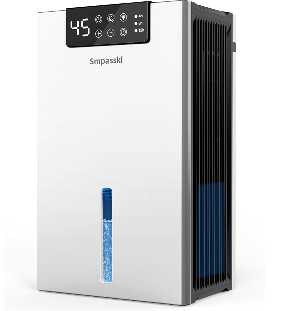 Dehumidifier, 98 OZ Dehumidifiers for Home (1000sq.ft), Dehumidifier with Air Filter, Tank with Drain Hose, Sleep Mode and Auto Shut Off, Dehumidifiers for Basement Bathroom, 7-Color LED Light, Silver