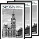 24x36 Poster Frame, Black Wood, 3 Pack, Wall Hanging for Picture
Thick Polished Plexiglass, Large Movie Poster Frame Wall Display for Art, Prints, Landscapes - Gallery, Studio, Office