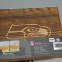 The Memory Company Licensed NFL Wood Boxed Drinkware Gift Set - Includes 2 Premium Rock Glasses, Cooling Cubes, Tongs, and Coasters, Seattle Seahawks