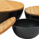 Eco-Friendly Bamboo Fiber Meal Prep Bowl Set with Lids (3 Pack), Sustainable Mixing & Serving Bowls for Kitchen, Food Storage, Picnic & Fitness (5.7" x 7.6" x 9.8") Non-heatable