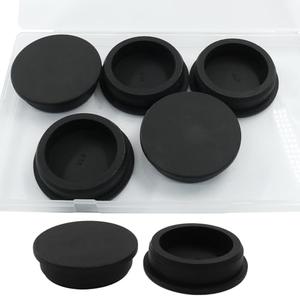 Kyuionty 5Pcs Silicone Rubber Plug for 2 Inch Round Holes, Black Waterproof Flexible Rubber Stopper Seal Button Plugs Tube Pipe End Caps Sink Overflow Bathtub Jet Covers
