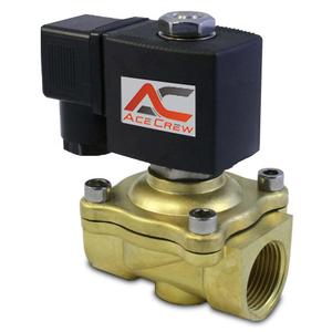 AceCrew Brass Solenoid Valve NPT 3/4 inch, 12VDC Normally Closed - flow valve for gas, fluid, air