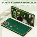 Tzomsze Compatible with iPhone 16 Case,Camera Protection Cute Heart Pattern & Electroplate Reinforced Corners Shockproof Edge Bumper Case for Women Girls-Dark Green
