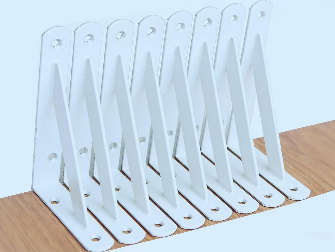 8 Pack L6 x H 4" White Heavy Duty Shelf Brackets with Screws Metal Shelf Brackets Shelf Support Angle Brackets for Shelves L Brackets Heavy Duty Floating Shelf
