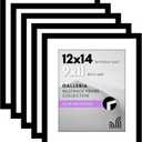 Americanflat 12x14 Picture Frame with Polished Plexiglass - Set of 5 - Use as 9x11 Frame with Mat or Display 12x14 Photo Without Mat - Galleria Collection - Picture Frames for Wall Display - Black