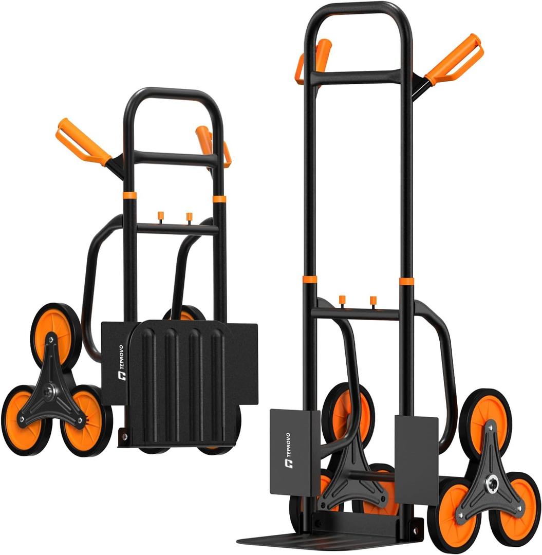 Stair Climbing Hand Truck 440lb，Heavy Duty Dolly Cart for Stairs，Thickened Upgraded Steel Tube Folding Stair Climbing Trolley with Six Wheels and Telescoping Handle