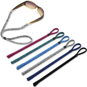 HENOALR Eye Glasses Holder Strap - Adjustable Sunglasses Straps Cords Light Weight Eyeglass Lanyard for Men Women - Eyewear Retainer Around Neck New Casual Colors Style for Adult Pack of 6
