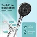 Handheld Shower Head - 3 Modes Pressure, 258 Anti-clog Nozzles,Stainless steel water pipe 59IN, Large 5.1-inch Panel for a More Omfortable shower