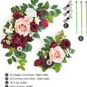 Wedding Decor (Pack of 2) Welcome Sign Flower Backdrop Garland for Ceremony Reception Wall Easel Home Decoration Entryway Faux Outdoor Board Head Table Decor (Burgundy & Dusty Rose)