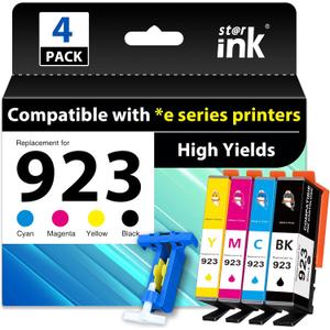Starink 923 Ink Cartridges Combo Pack Without Chip Replacement for HP 923 Ink Cartridges Work for HP OfficeJet Pro 8130e 8135e 8138e 8139e 8122e 8130 8120 8122 8134 8135 Printer