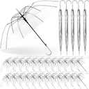 Reginary 30 Pieces Wedding Umbrellas Bulk Auto Open Stick Umbrellas with White European J Hook Handle Windproof Large Canopy Umbrella for Outdoor Wedding Bride Groom Photography Golf
