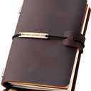 Refillable Handmade Travelers Notebook, Leather Travel Journal Notebook for Men & Women, Perfect for Writing, Gifts, Travelers, Small Size 5.2" x 4" Inches - Coffee
