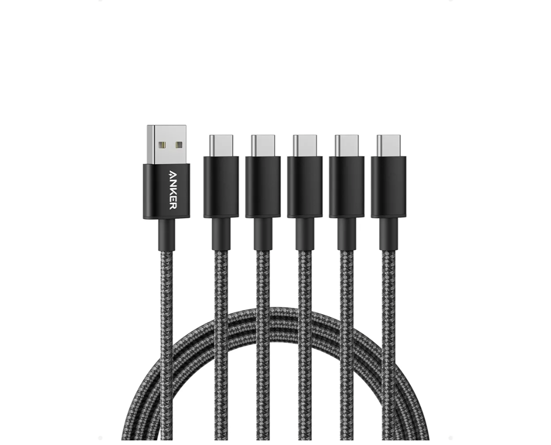 Anker Cable [5 Pack, 6FT], USB A to USB C Cable for Samsung Galaxy S10 S10+, LG V30, Beats Fit Pro and More (Black)