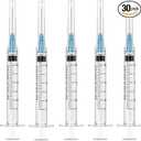 30 Pack 3ml Disposable Syringe with 23Ga 1.0 Inch Needle, Luer Lock Syringes, Individually Wrapped Lab Supplies