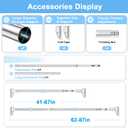 41 to 86 Inch Tension Curtain Rod No Drill Silver Shower Curtain Rod Extra Long Heavy Duty Tension Rod for Windows, Patio, Bathroom - Renter Friendly Adjustable Curtain Rods
