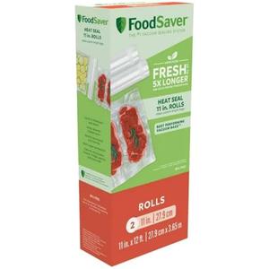 FOODSAVER 11" x 12' Vacuum Seal Rolls with BPA-Free Multilayer Construction for Food Preservation, 2-Pack…
