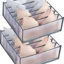 TOOVREN Bra Drawer Organizers, Underwear Wardrobe Organizers Divider, Lingerie Storage Bins, Closet Organizers and Storage Boxes, Foldable Closet Storage Box for Underwear Bra Socks (6 Grids,2 Pack)