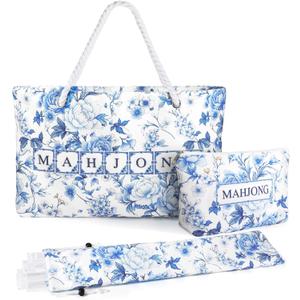 Empty Mahjong Tile Bag for Mahjong Set,Mahjong Bag The Perfect Mahjong Gifts for Women,Mahjong Bags for Tiles and Racks,Mahjong Rack Bag for American Mahjong Tile Set(Bule)