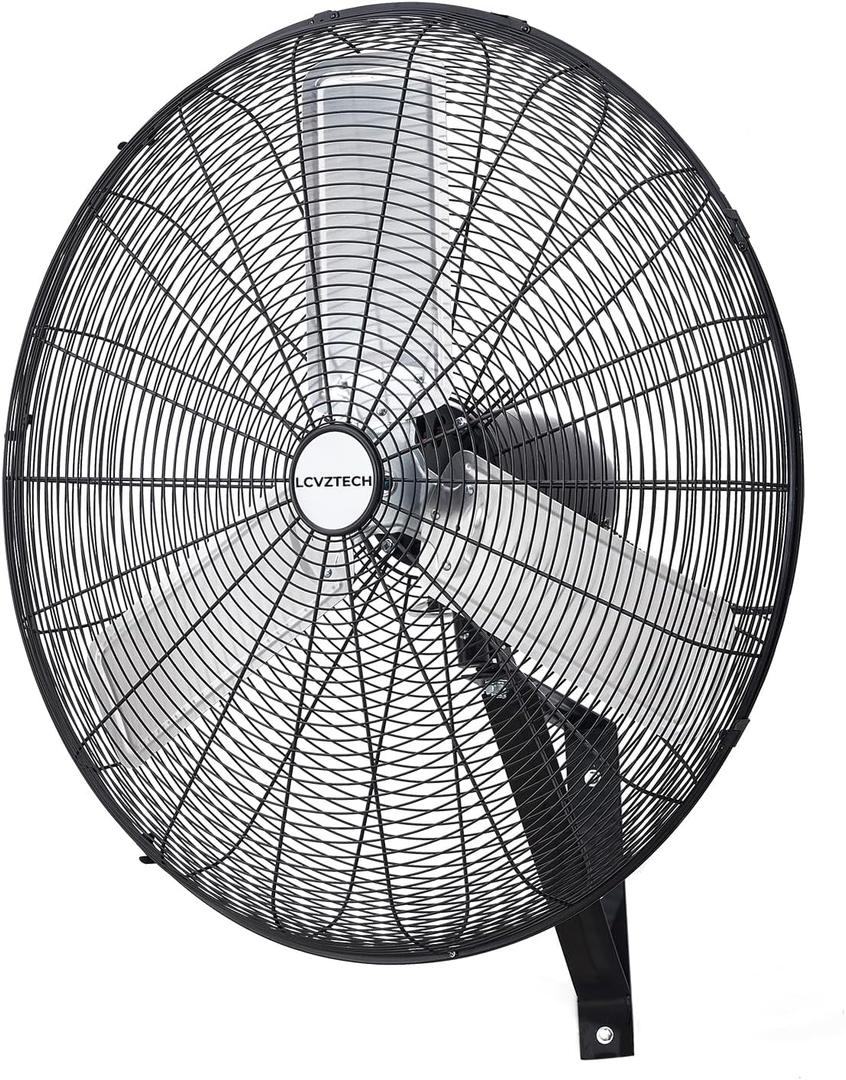 30 inch Wall Mount Fan Oscillating, 3-Speed 8850 CFM High Velocity Industrial Wall Mounted Fan, Heavy Duty Air Circulator for Garage, Shop, Gym, Workshop, Covered Patio - UL Listed