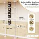 Bonpally Over The Toilet Storage Shelf, 4-Tier Adjustable Bathroom Organizer, No Drill Tension Mounted Shelves Metal, Space-Saving Bathroom Cabinet Rack Above Toilet for Small Bathroom Rooms, White, 10 inches x 31 inches x 124 inches