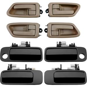 Gledewen Exterior & Interior Door Handle Set, Beige, Compatible with 1997-2001 Toyota Camry, Front & Rear & Left & Right, 6922033040, 6921033040, 6927733020, 6927833020, Driver Passenger Handle