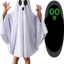Unisex Boys and Girls Ghost Costume,Halloween Fancy Dress,White Boo Ghost Cloak Cape Cosplay Costume Halloween Costume
