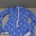 Century Star Long Sleeve Swimsuits for Women Rash Guard UPF 50+ Modest One Piece Surfing Full Coverage Bathing Suit Swimwear (4-6, Blue Flower, Small)