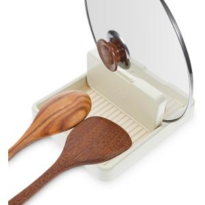 Dimeho Spoon Rest with Lid Holder Pot Lid Holder Lid and Spoon Rest Holder for Kitchen Counter Foldable Pan Lid Organizer Stand Perfect for Placing Spoons Pot lids Kitchen Gadgets Cooking Accessories