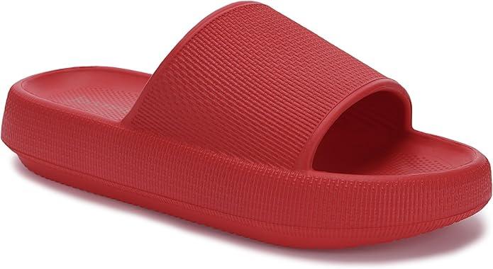 Joomra Pillow Slippers for Women and Men Non Slip Quick Drying Shower Slides Bathroom Sandals | Ultra Cushion | Thick Sole, 9-10 Mens Size