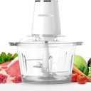 Food Processor,Electric Food Chopper with 500W Stainless Steel Motor & 4 Sharp Blade Sets,8-Cup Glass Bowl for Meat, Vegetables, Fruits and Nuts
