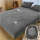 Velvet Fitted Sheet Full Size, Fluffy Fuzzy Fleece Bed Fitted Sheets with Deep Pocket, Luxury Soft Thick Plush Bedspread Mattress Protector Cover (Full:47x79in(120 * 200CM), Light Gray)