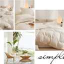 AMWAN Boho 3 Pieces Queen Size Soft Washed Microfiber Cream White Duvet Cover Set with Zipper Closure - Off White 90x90 Comforter Cover, 2 Pillowcases