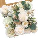 Serwalin Artificial Flowers White Peony Flowers Fake Wedding Flowers Cake Flowers for Wedding Bouquets Bridal Shower Centerpieces Floral Arrangements Party Decor (1 Box)