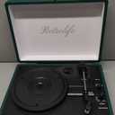 Vinyl Record Player 3-Speed Bluetooth Suitcase Portable Belt-Driven Record Player with Built-in Speakers RCA Line Out AUX in Headphone Jack Vintage Turntable Dark Green