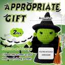 2 Pcs Pink and Green Witch Themed Crochet Doll, 5.9 Inch Positive Knitted Witch Gifts, Emotion Support Handmade Inspirational Crochet Dolls for Halloween, Pink and Green Party Decor