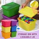 Potchen 6 Pack Cute Plastic Storage Bins with Lids Decorative Stackable Storage Boxes 9.8" 7.3" 5.7" Small Storing Totes for Organizing Craft Office Supplies (Colorful)