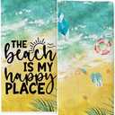 KGHYT Summer Beach Kitchen Towels,The Beach is My Happy Place Dish Towels for Home Farmhouse Kitchen Bathroom,16x24 Inches Set of 2.(038)