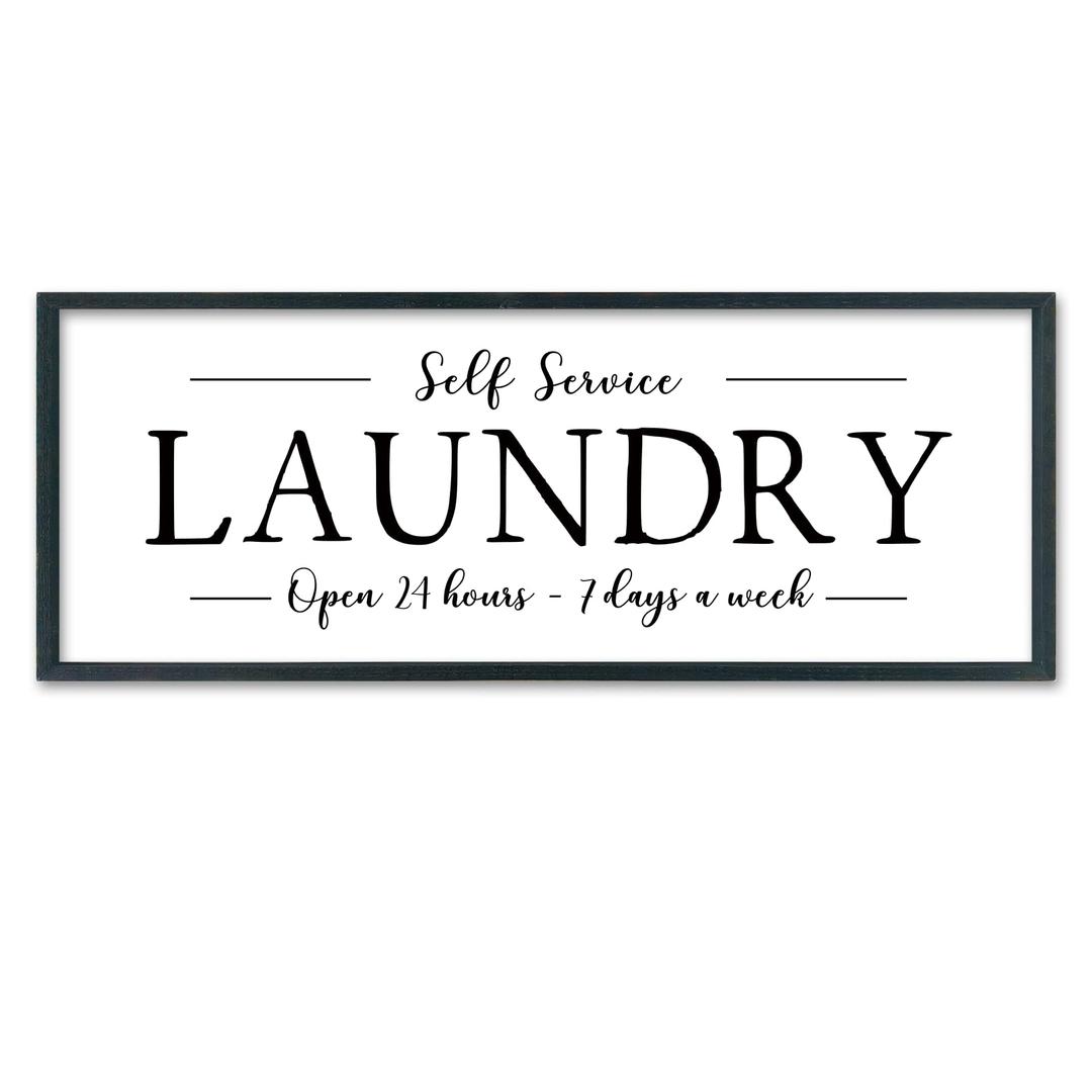 Framed Laundry Room Sign, 32 x 12 Inch, Black