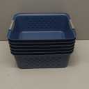 IRIS USA Plastic Storage Basket, 6-Pack, Medium, Shelf Basket Storage Organizer for Pantry, Cabinet, Bedroom, Closet, Laundry Room, Eco-Friendly, Navy