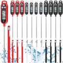 Copkim 12 Pcs Meat Food Thermometer Food with Probe Water Liquid Instant Read Digital Thermometer Kitchen Cooking Supplies for Cooking BBQ Milk Yogurt (Black,White,Red)
