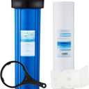 Geekpure 20 Inch Whole House Water Filtration System w/Blue Housing and 4.5"x20" 5 Micron PP Sediment Filter-1"NPT Port