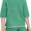 Girls 2 Piece Outfits Set Oversized Short Sleeve V Neck Knit Sweater Tops Casual Shorts Lounge Set (7-8 Years, Green)